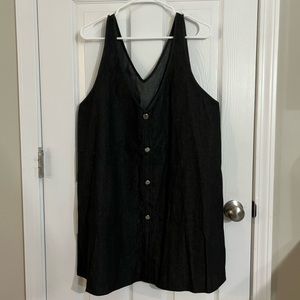 SHEIN dress black denim tank, button down silver tshirt underneath style xl